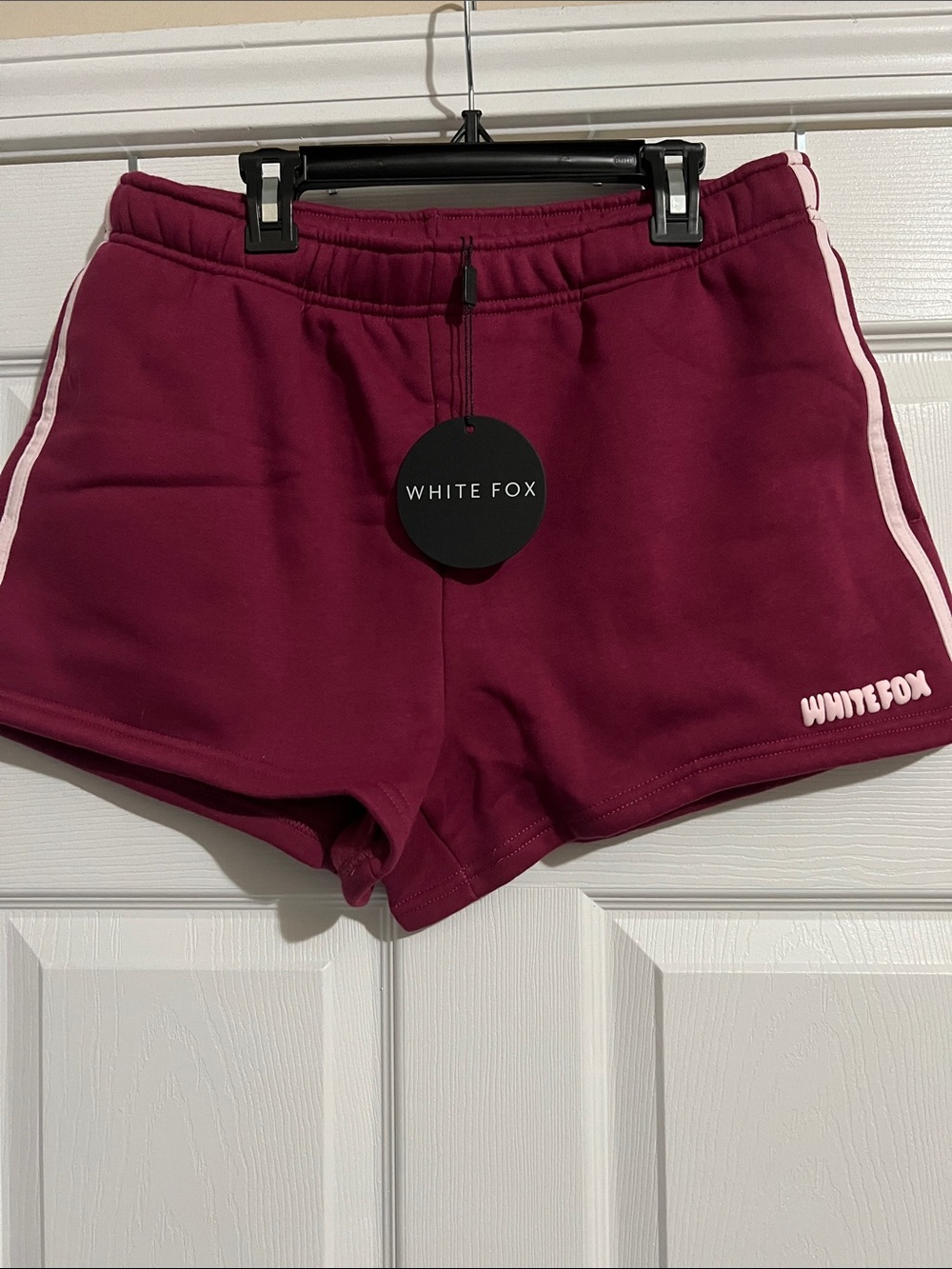 White Fox Women's Raspberry Jelly Athletic Shorts with Side Stripe